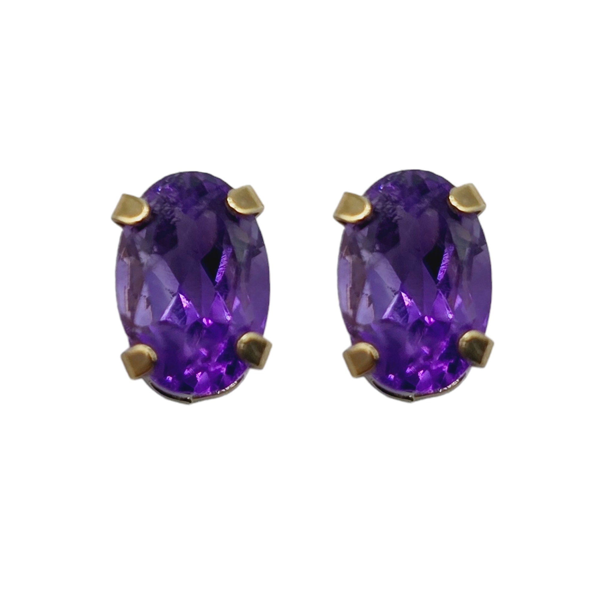 Gold Genuine Gemstone Stud Earrings, Solid 10K Yellow Gold Oval Natural Birthstone 6x4mm Stud Earrings, Birthstone Gift for Women