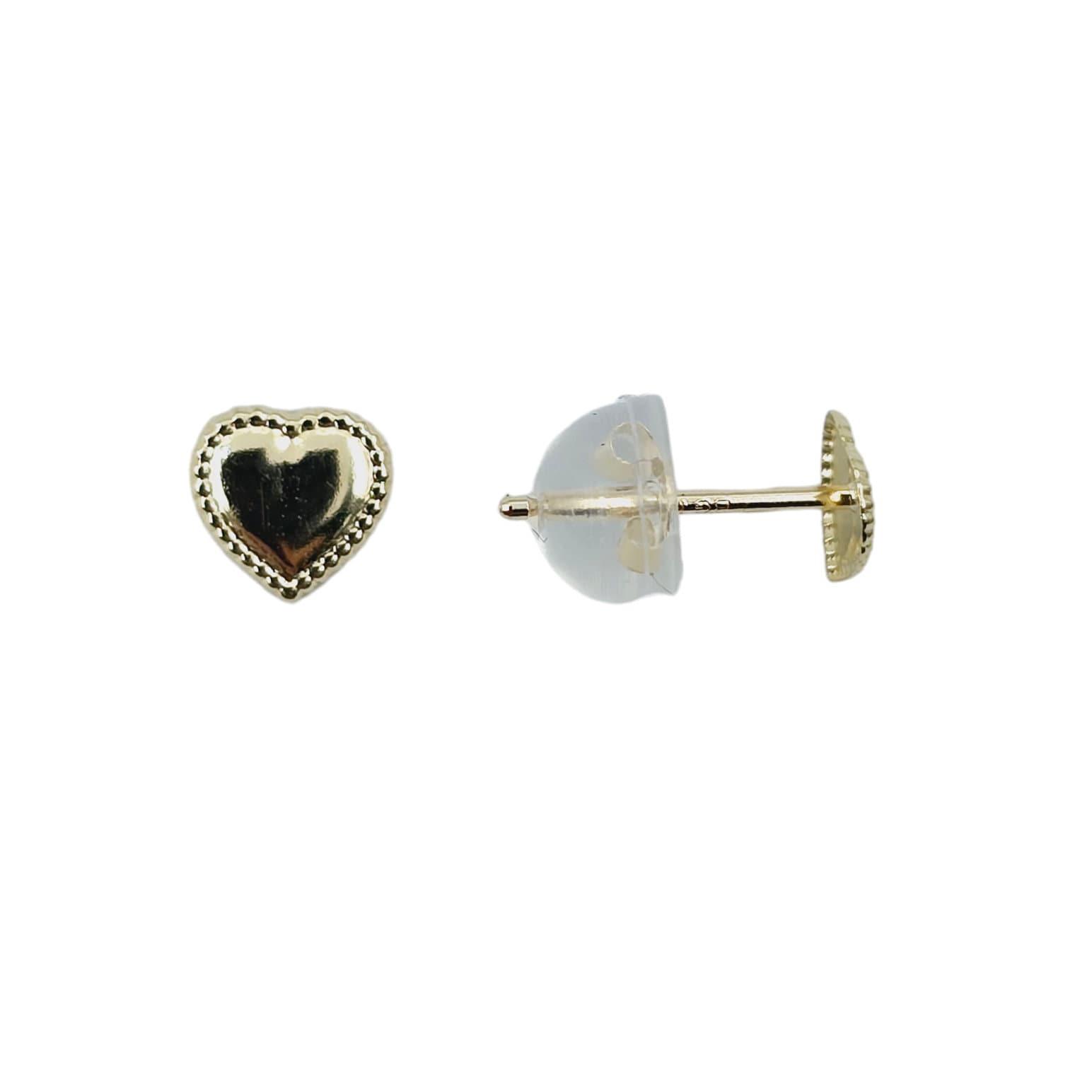 14K Yellow Gold Heart Earrings, Solid Gold Heart Stud Earrings For Her, Heart Shaped Gold Stud Earrings