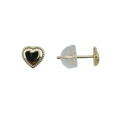 14K Yellow Gold Heart Earrings, Solid Gold Heart Stud Earrings For Her, Heart Shaped Gold Stud Earrings