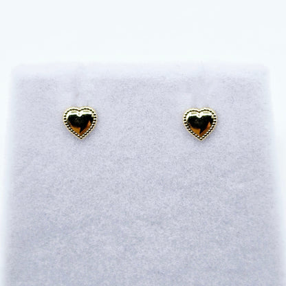 14K Yellow Gold Heart Earrings, Solid Gold Heart Stud Earrings For Her, Heart Shaped Gold Stud Earrings
