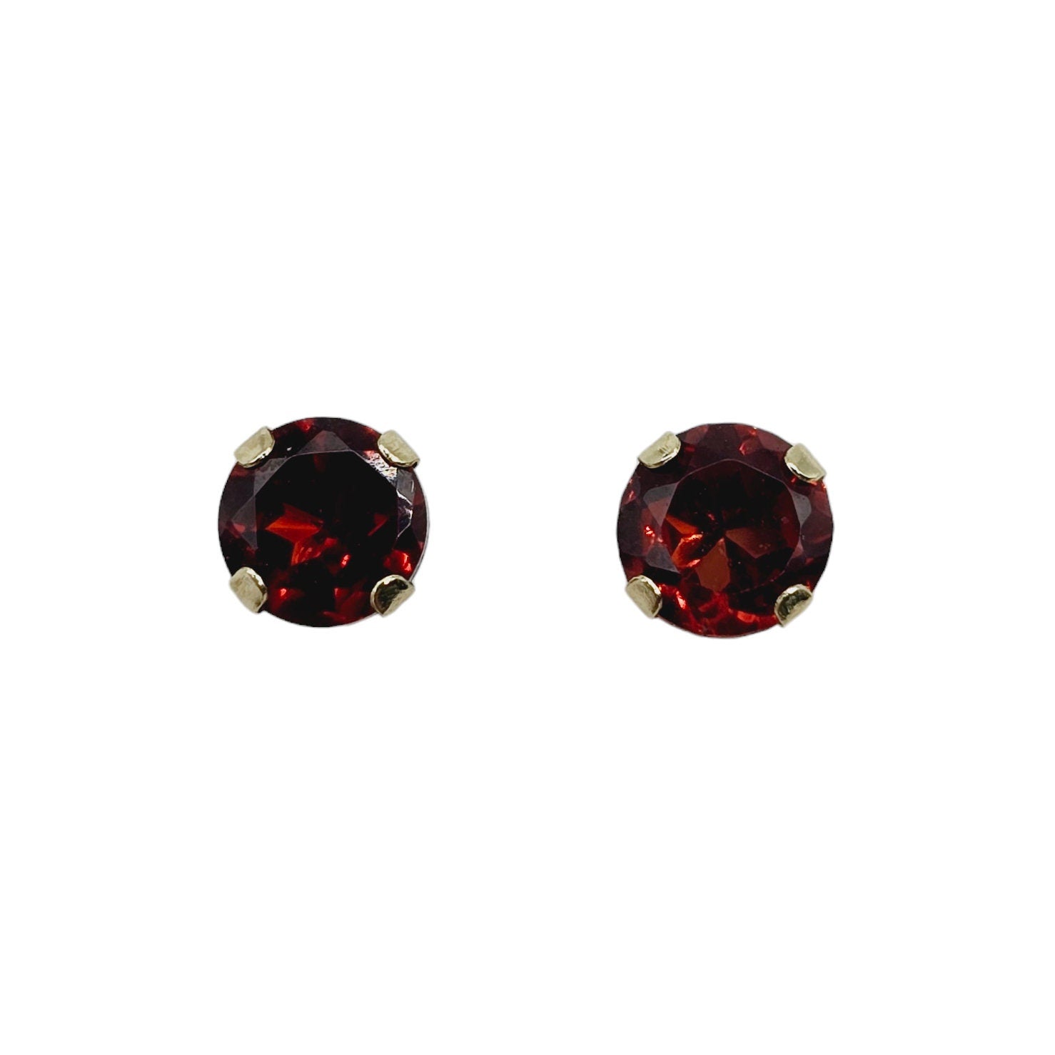 Gold Genuine Gemstone Stud Earrings,  Solid Gold Round Natural Birthstone 4mm Stud Earrings, Birthstone Earrings, Gift for Women