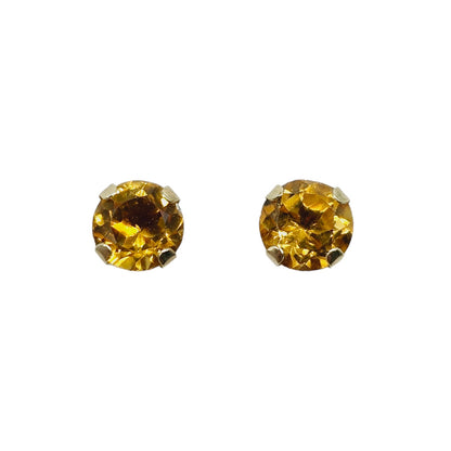 Gold Genuine Gemstone Stud Earrings,  Solid Gold Round Natural Birthstone 4mm Stud Earrings, Birthstone Earrings, Gift for Women