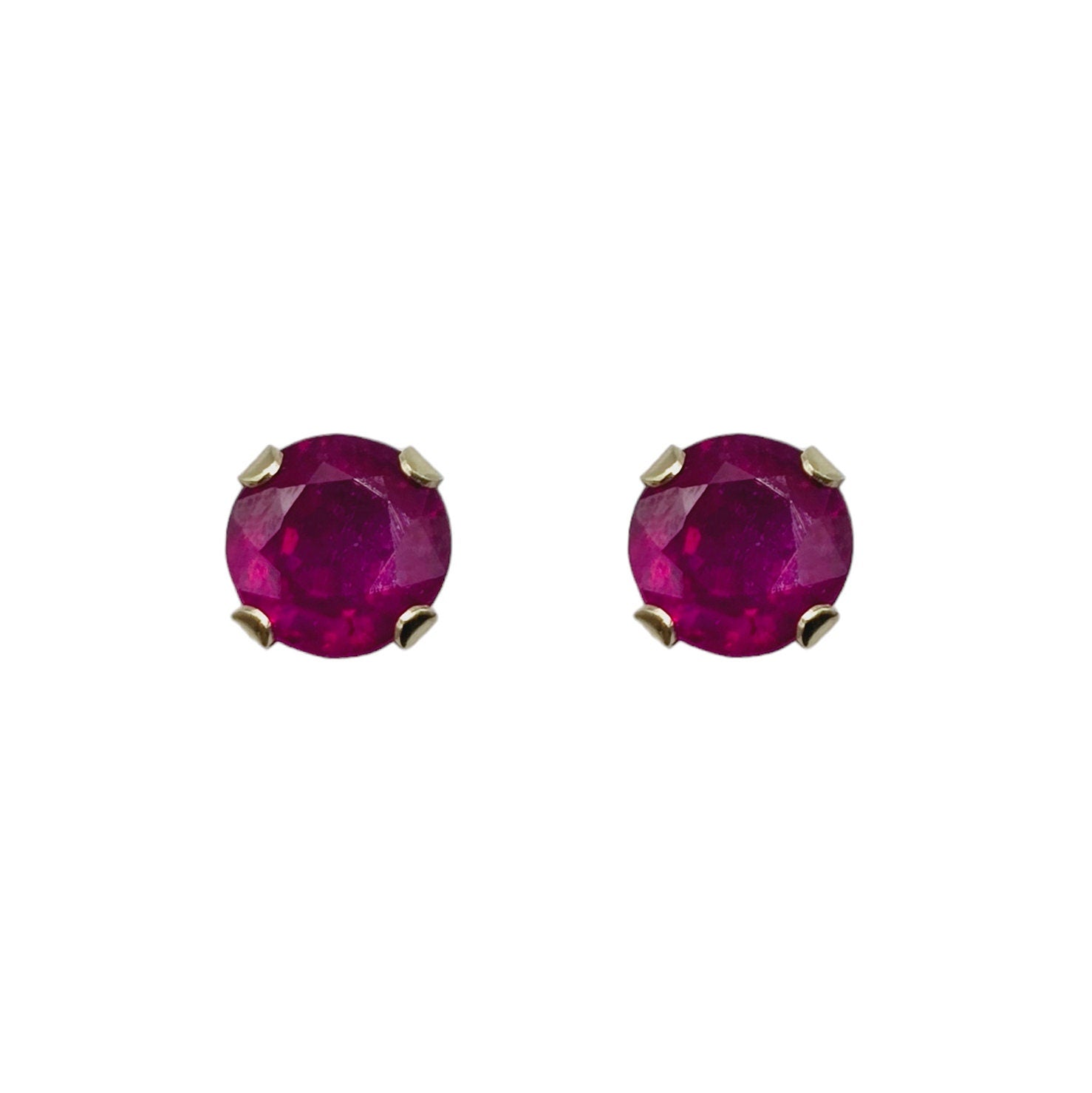 Gold Genuine Gemstone Stud Earrings,  Solid Gold Round Natural Birthstone 4mm Stud Earrings, Birthstone Earrings, Gift for Women
