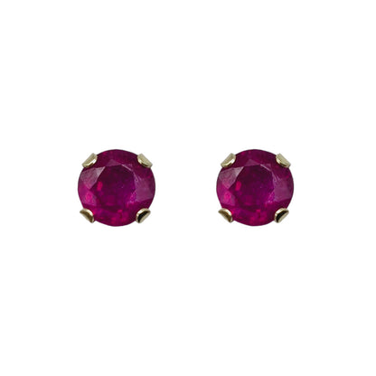 Gold Genuine Gemstone Stud Earrings,  Solid Gold Round Natural Birthstone 4mm Stud Earrings, Birthstone Earrings, Gift for Women