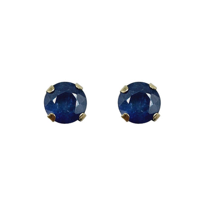 Gold Genuine Gemstone Stud Earrings,  Solid Gold Round Natural Birthstone 4mm Stud Earrings, Birthstone Earrings, Gift for Women