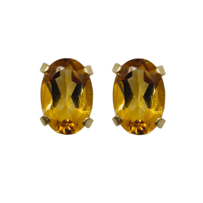 Gold Genuine Gemstone Stud Earrings, Solid 10K Yellow Gold Oval Natural Birthstone 6x4mm Stud Earrings, Birthstone Gift for Women