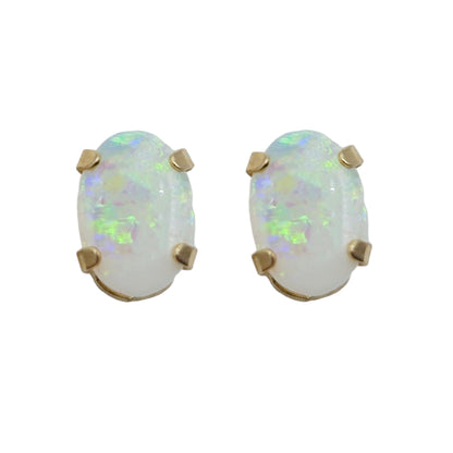 Gold Genuine Gemstone Stud Earrings, Solid 10K Yellow Gold Oval Natural Birthstone 6x4mm Stud Earrings, Birthstone Gift for Women