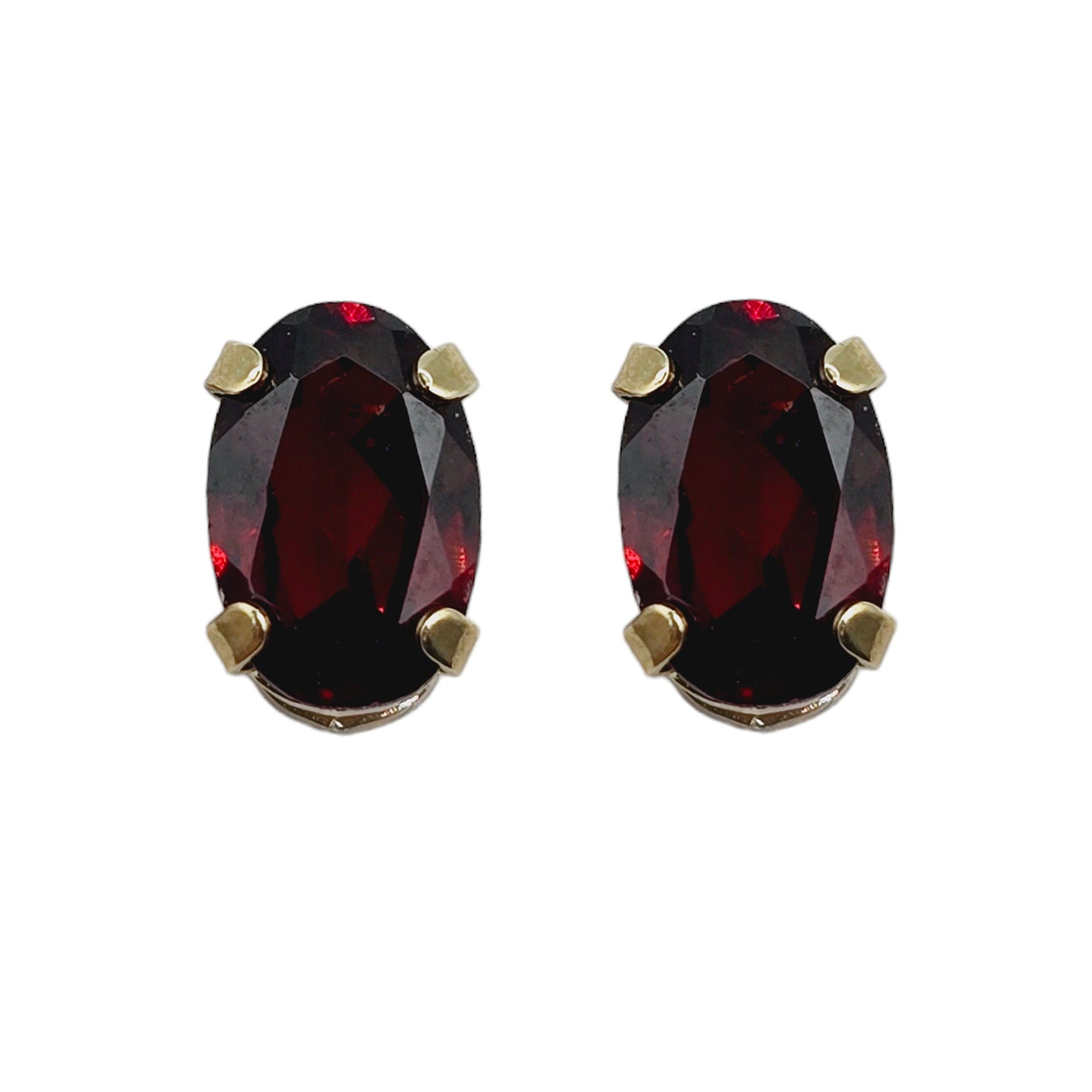 Gold Genuine Gemstone Stud Earrings, Solid 10K Yellow Gold Oval Natural Birthstone 6x4mm Stud Earrings, Birthstone Gift for Women