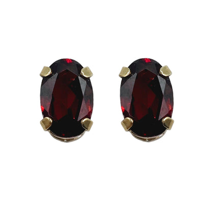 Gold Genuine Gemstone Stud Earrings, Solid 10K Yellow Gold Oval Natural Birthstone 6x4mm Stud Earrings, Birthstone Gift for Women