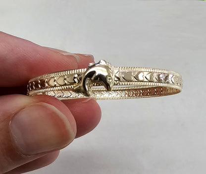 Gold Bangle for Baby, 10K Solid Gold Adjustable Baby Bangle with Hearts, Flowers or Cross, Baby Jewelry, Gift for Baby, Toddler Bracelet