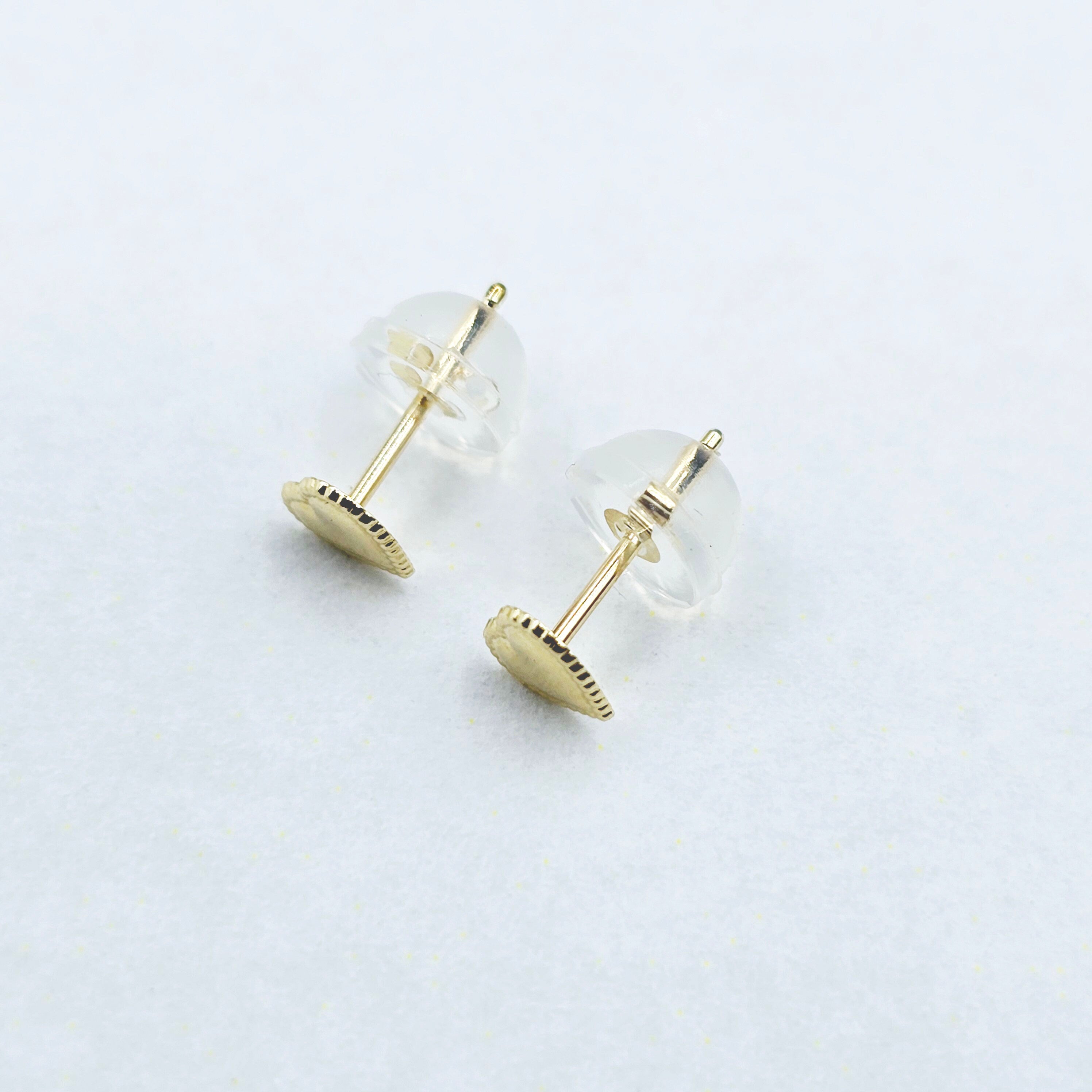 14K Yellow Gold Heart Stud Earrings, Minimalist Design