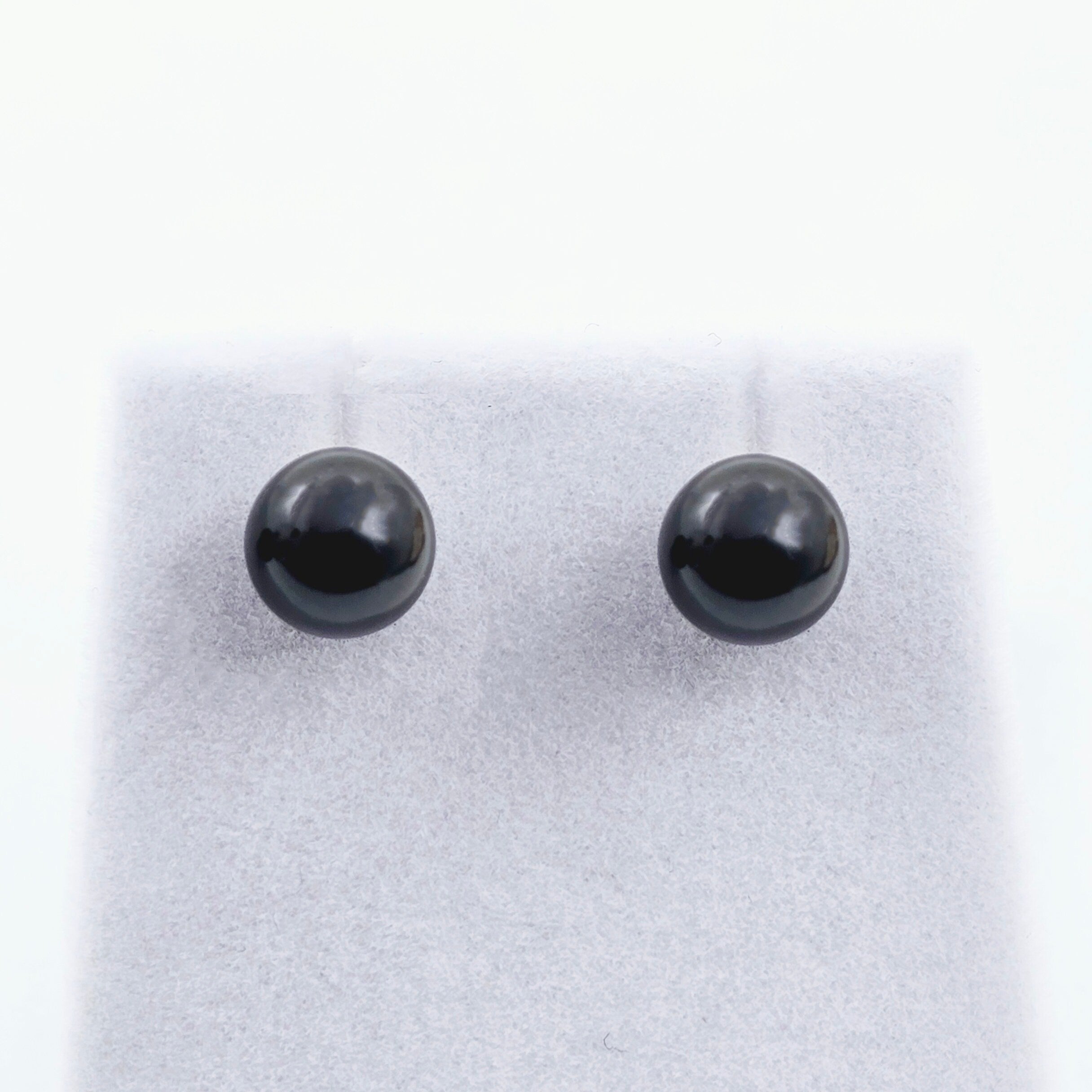 14K Gold Black Pearl Stud Earrings , 14K Yellow Gold Genuine Freshwater Pearl 7.5mm stud Earrings, June Birthstone, Birthday Gift For Mom
