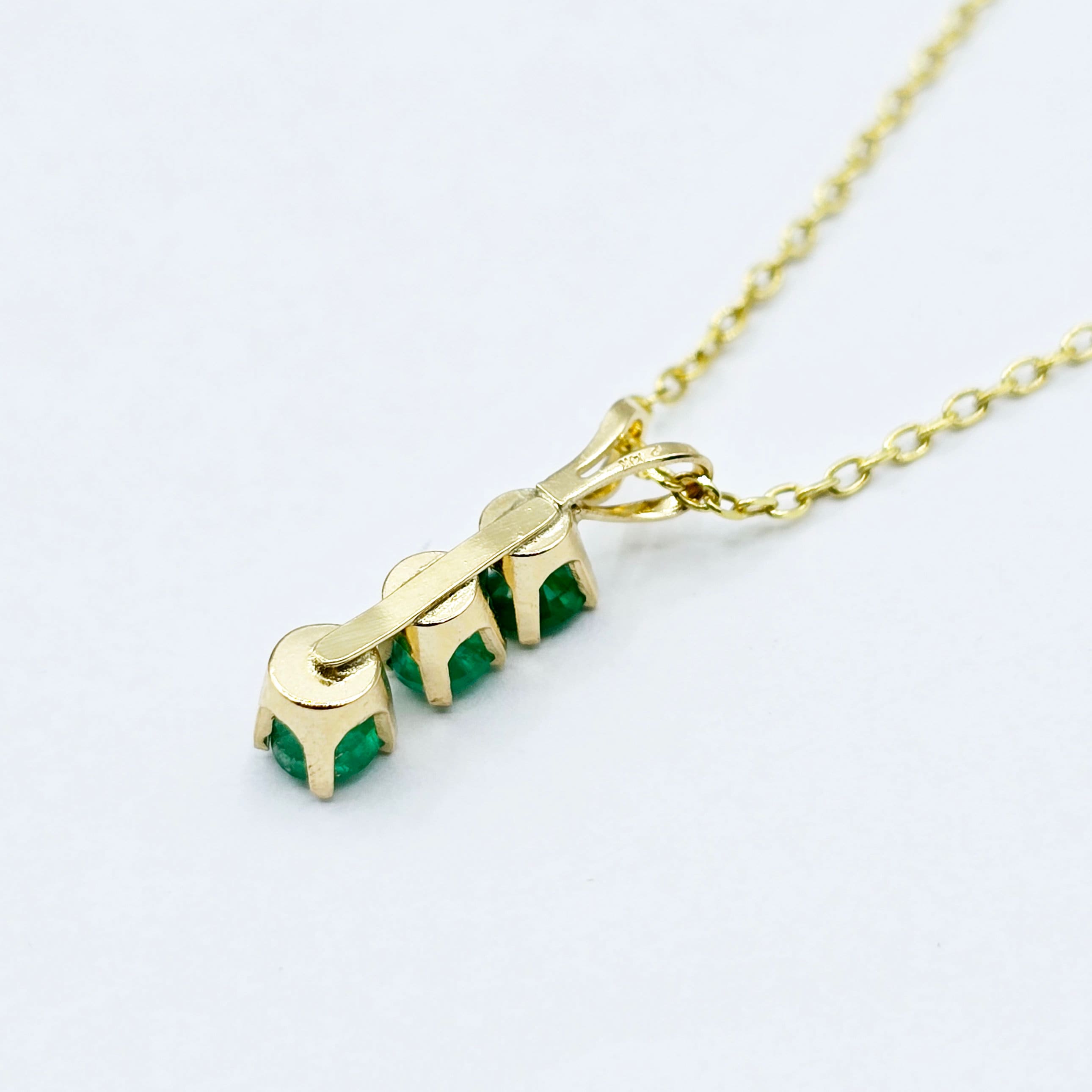 14K Yellow Gold Genuine Emerald 4x4mm Pendant, Birthstone Necklace For Women, Gift For Her, May Birthstone Necklace