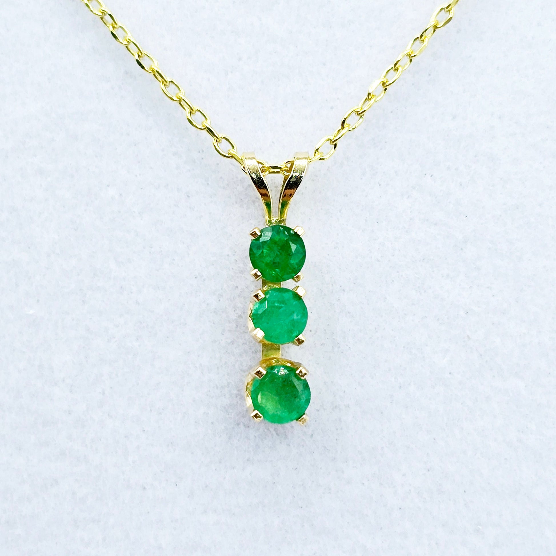 14K Yellow Gold Genuine Emerald 4x4mm Pendant, Birthstone Necklace