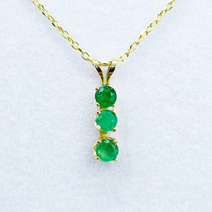 14K Yellow Gold Genuine Emerald 4x4mm Pendant, Birthstone Necklace For Women, Gift For Her, May Birthstone Necklace