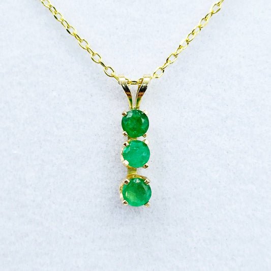14K Yellow Gold Genuine Emerald 4x4mm Pendant, Birthstone Necklace For Women, Gift For Her, May Birthstone Necklace