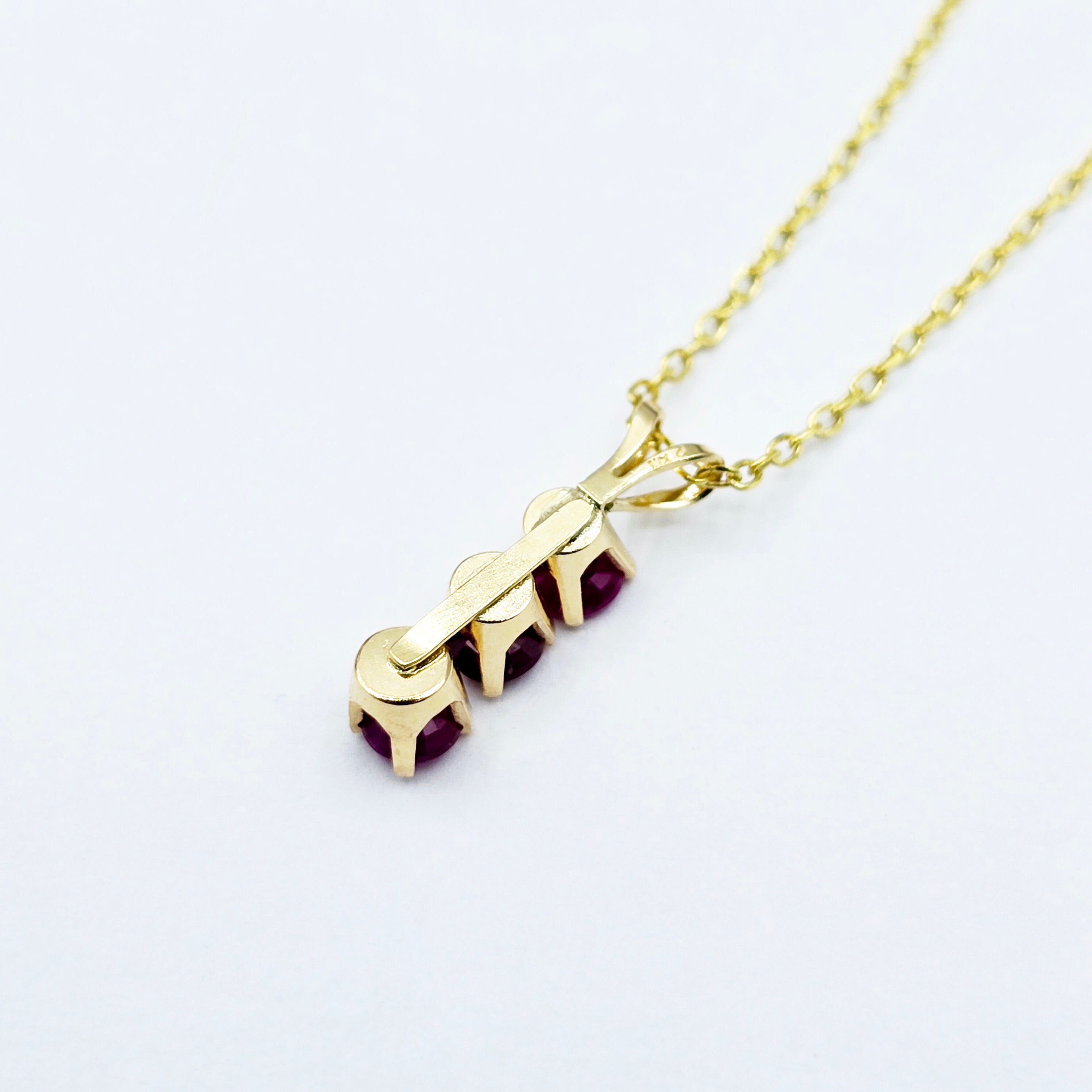 14K Yellow Gold Genuine Ruby 4x4mm Pendant, Birthstone Necklace For Women, Gift For Her, July Birthstone Pendant
