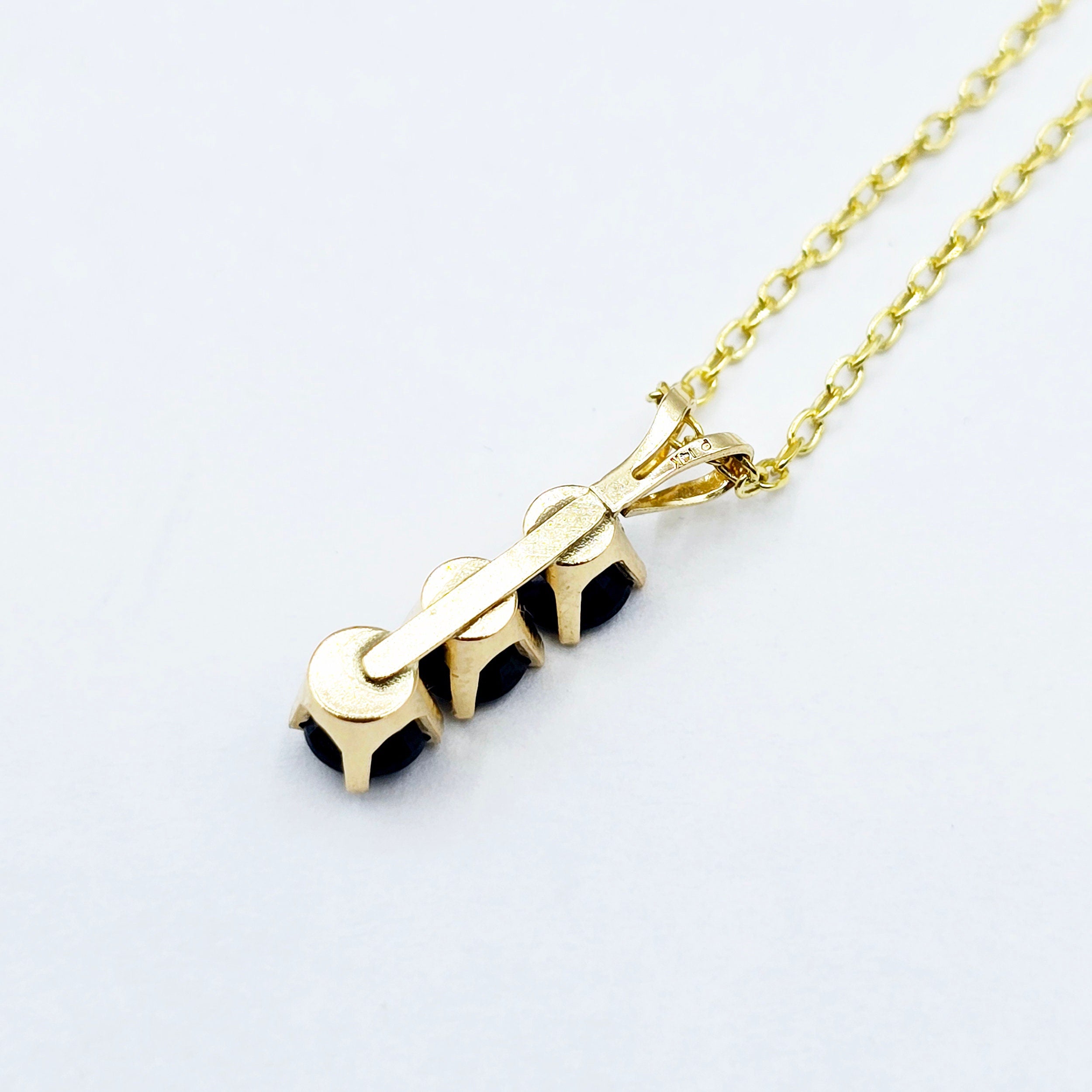 14K Yellow Gold Genuine Blue Sapphire 4x4mm Pendant, Birthstone Necklace For Women, Gift For Her, September Birthstone Pendant