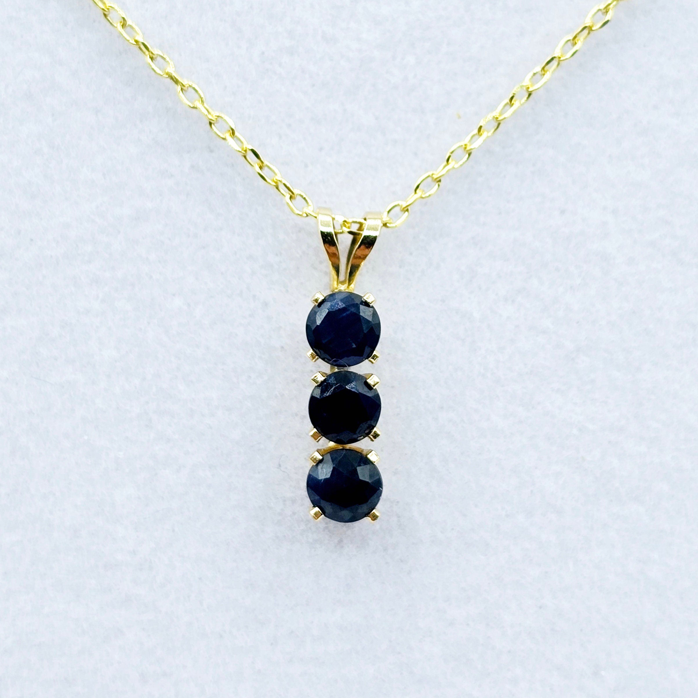 14K Yellow Gold Genuine Blue Sapphire 4x4mm Pendant, Birthstone Necklace For Women, Gift For Her, September Birthstone Pendant