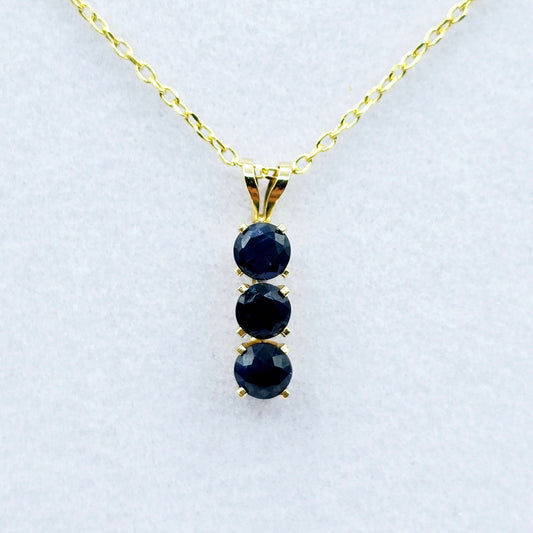 14K Yellow Gold Genuine Blue Sapphire 4x4mm Pendant, Birthstone Necklace For Women, Gift For Her, September Birthstone Pendant