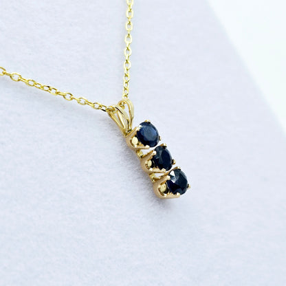 14K Yellow Gold Genuine Blue Sapphire 4x4mm Pendant, Birthstone Necklace For Women, Gift For Her, September Birthstone Pendant