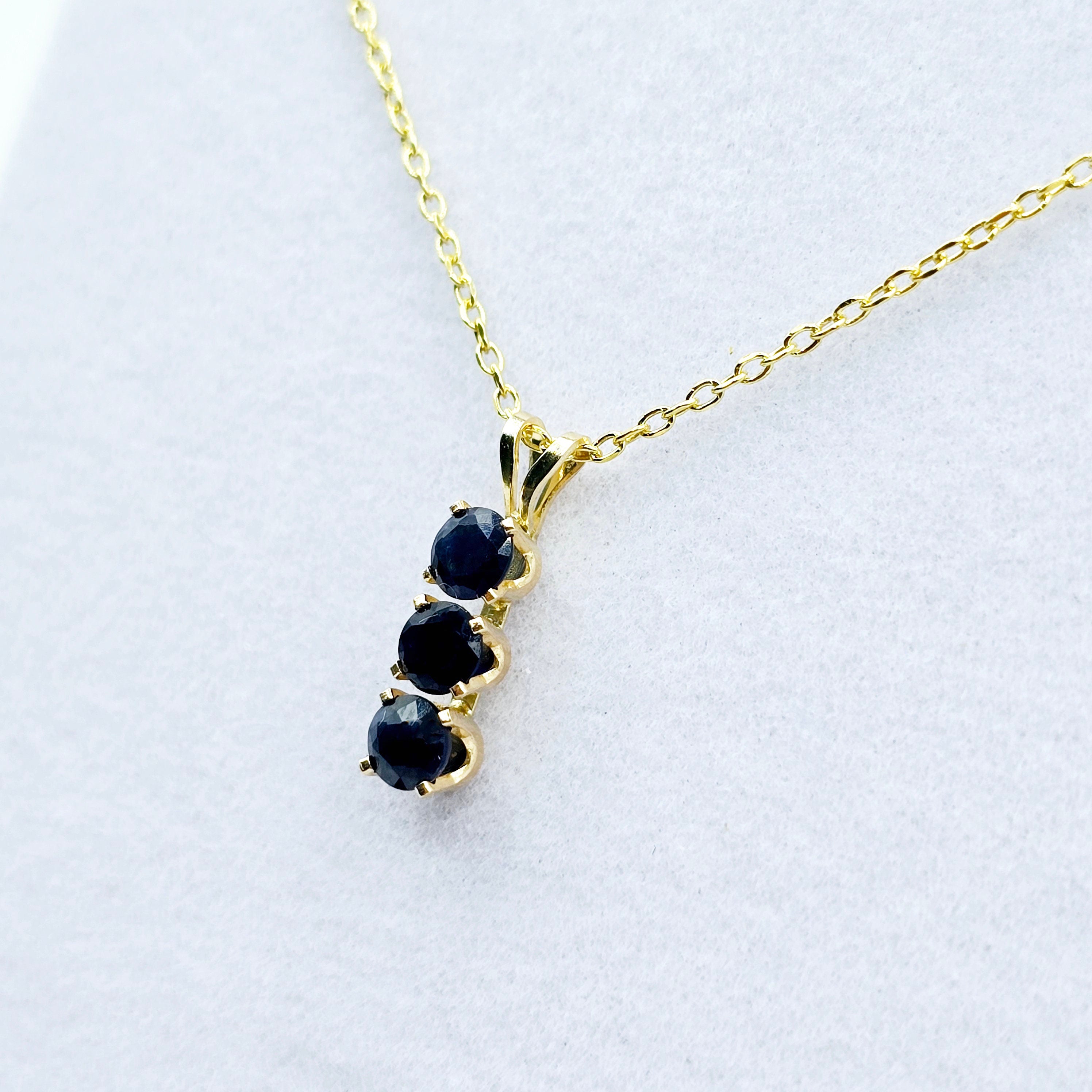14K Yellow Gold Genuine Blue Sapphire 4x4mm Pendant, Birthstone Necklace For Women, Gift For Her, September Birthstone Pendant