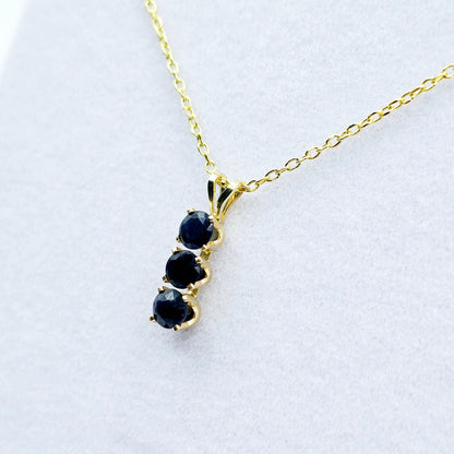 14K Yellow Gold Genuine Blue Sapphire 4x4mm Pendant, Birthstone Necklace For Women, Gift For Her, September Birthstone Pendant