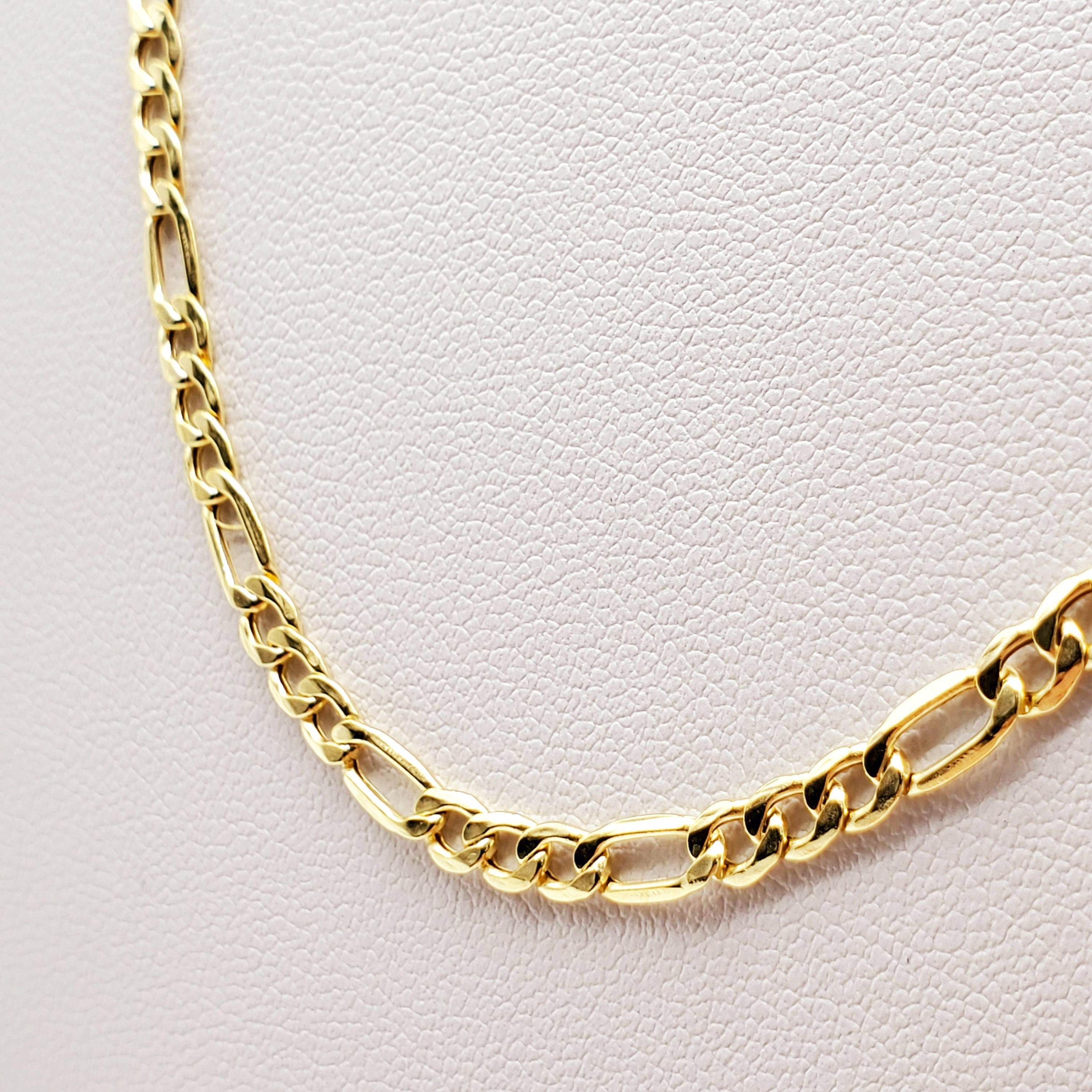 10K Yellow Gold Figaro Chain Necklace, 3.5mm Width