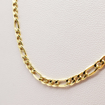 10K Yellow Gold Figaro Chain Necklace, 3.5mm Width