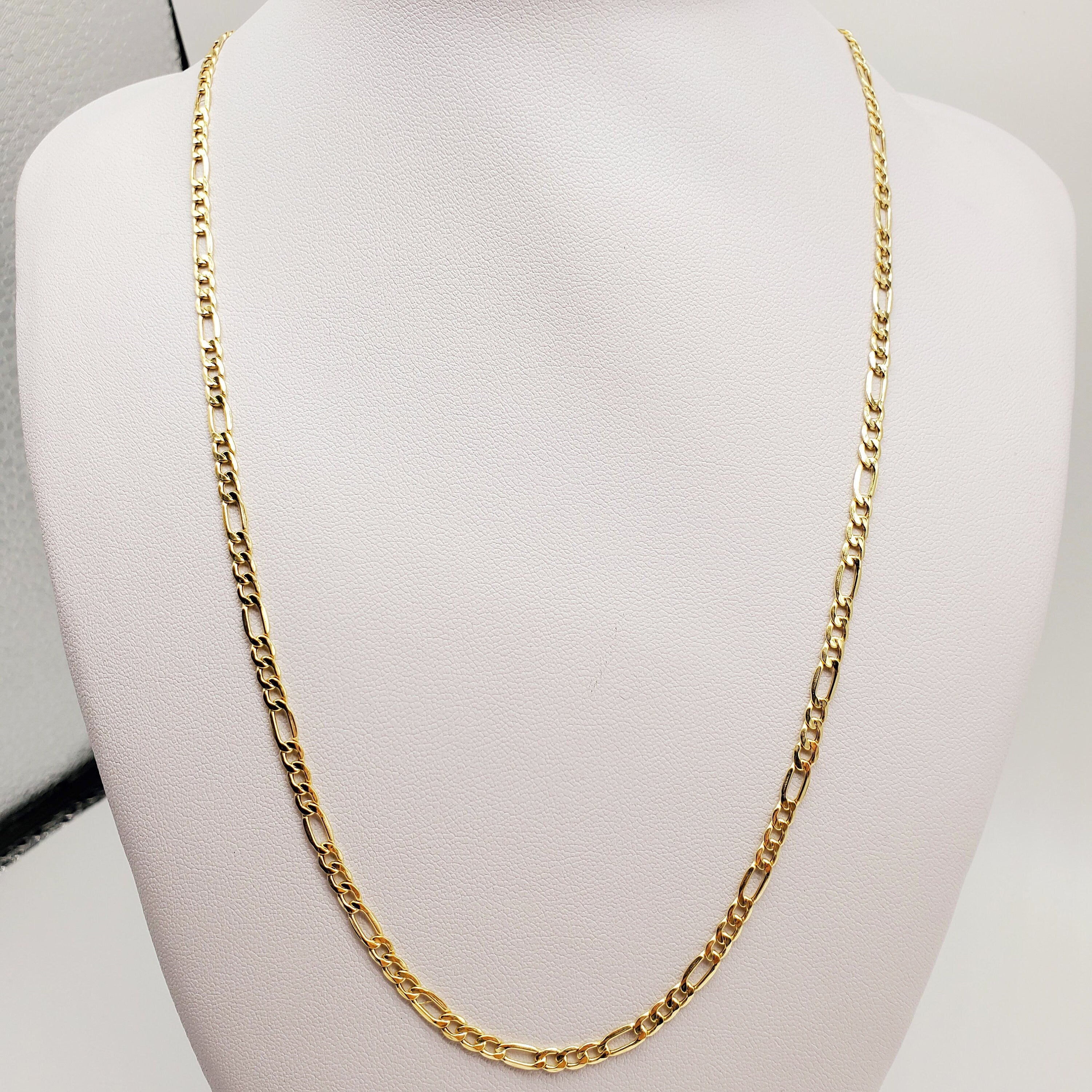 10K Yellow Gold Figaro Chain Necklace, 3.5mm Width