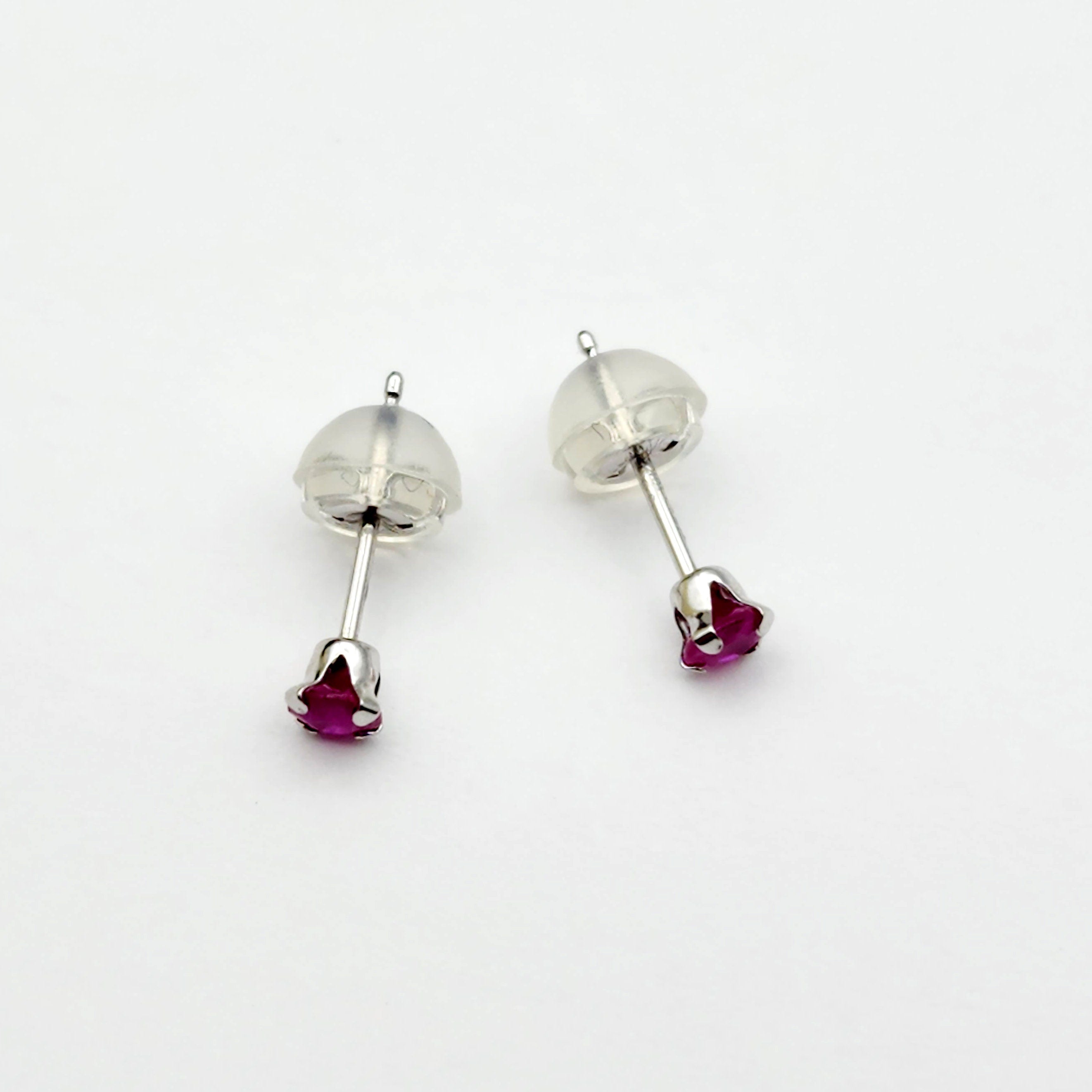 Gold Ruby Stud Earrings, 10K Gold Ruby 3x3mm , Small Stud Earrings, July Birthstone Jewelry, Minimalist Gold Earrings