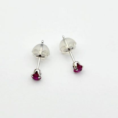 Gold Ruby Stud Earrings, 10K Gold Ruby 3x3mm , Small Stud Earrings, July Birthstone Jewelry, Minimalist Gold Earrings