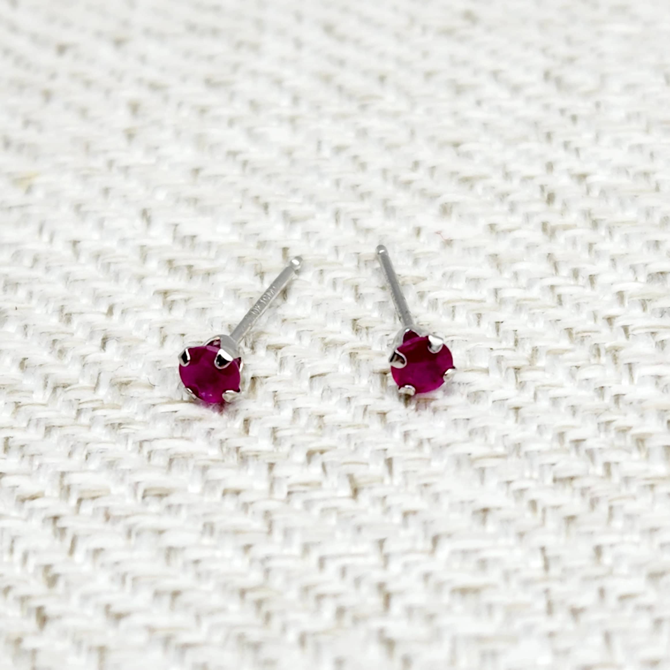 Gold Ruby Stud Earrings, 10K Gold Ruby 3x3mm , Small Stud Earrings, July Birthstone Jewelry, Minimalist Gold Earrings