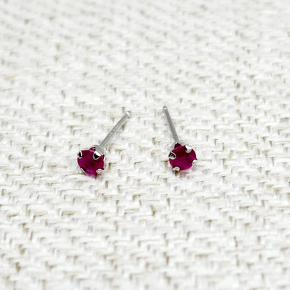 Gold Ruby Stud Earrings, 10K Gold Ruby 3x3mm , Small Stud Earrings, July Birthstone Jewelry, Minimalist Gold Earrings