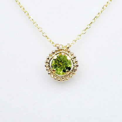 10K Yellow Gold Garnet Pendant, Milgrain Gemstone Necklace