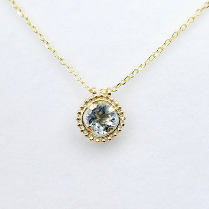 10K Yellow Gold Garnet Pendant, Milgrain Gemstone Necklace