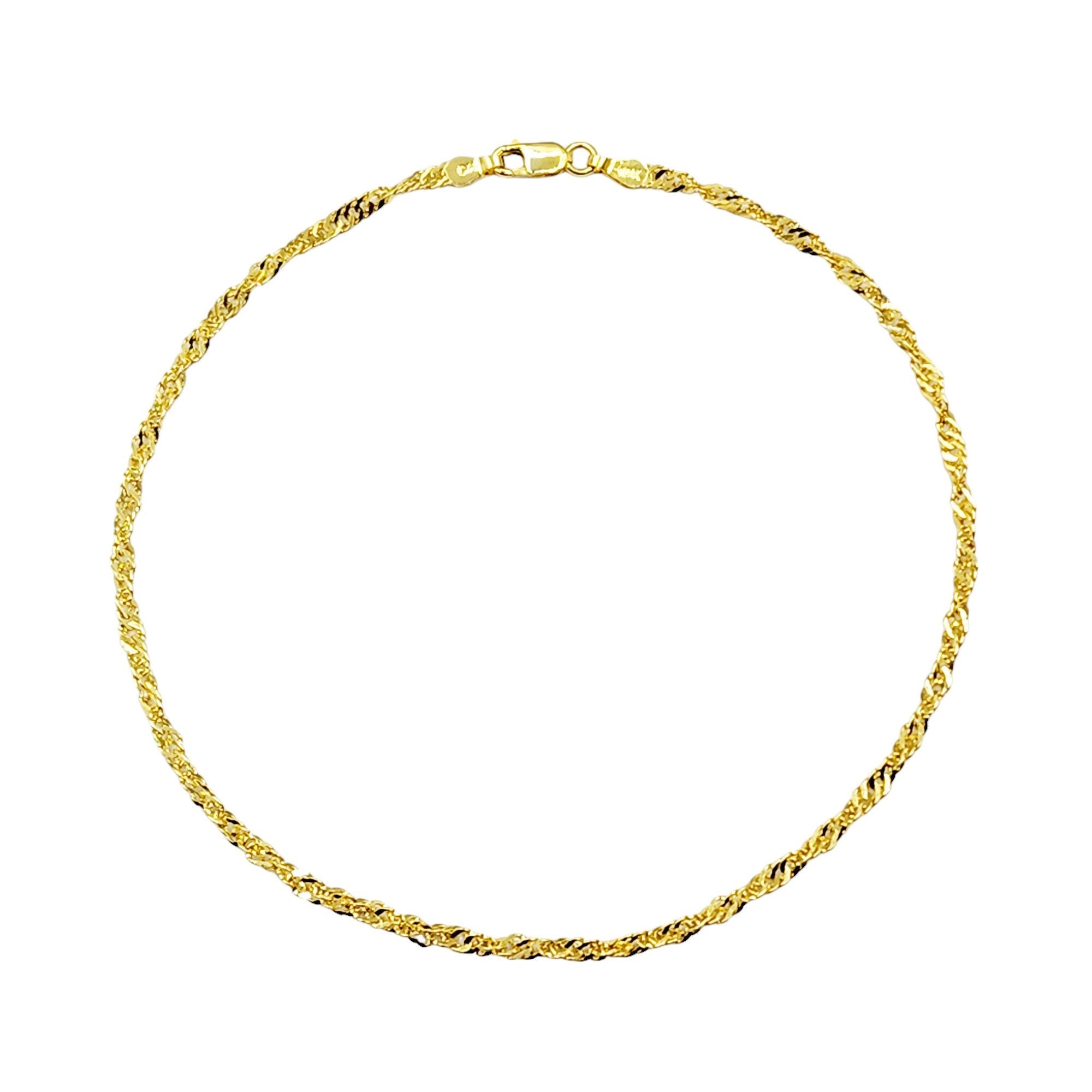 Solid Gold Anklet , 10K Solid Gold Singapore Anklet, Elegant Anklet for Women, Solid Gold Jewelry, Everyday Jewelry, Gift for Her