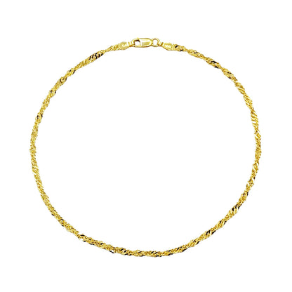 Solid Gold Anklet , 10K Solid Gold Singapore Anklet, Elegant Anklet for Women, Solid Gold Jewelry, Everyday Jewelry, Gift for Her