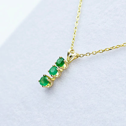 14K Yellow Gold Genuine Emerald 4x4mm Pendant, Birthstone Necklace For Women, Gift For Her, May Birthstone Necklace