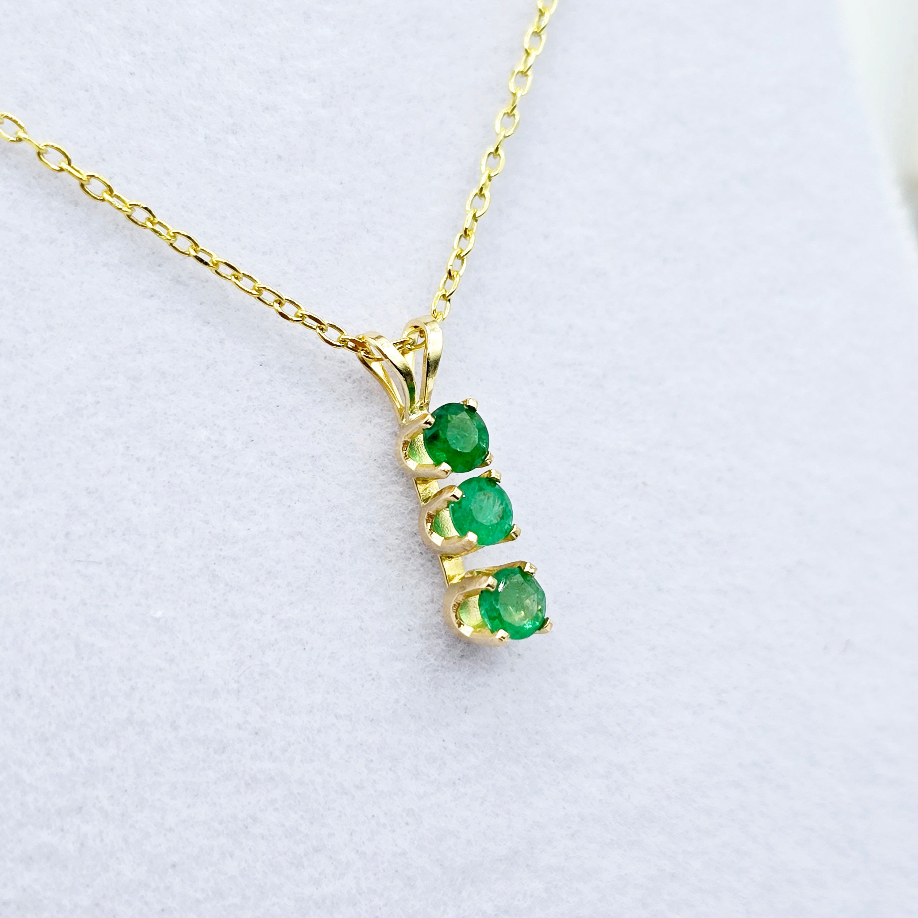14K Yellow Gold Genuine Emerald 4x4mm Pendant, Birthstone Necklace For Women, Gift For Her, May Birthstone Necklace