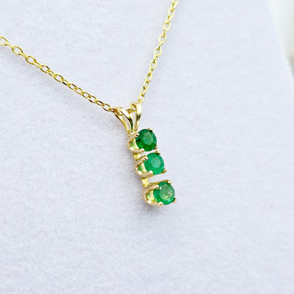 14K Yellow Gold Genuine Emerald 4x4mm Pendant, Birthstone Necklace For Women, Gift For Her, May Birthstone Necklace