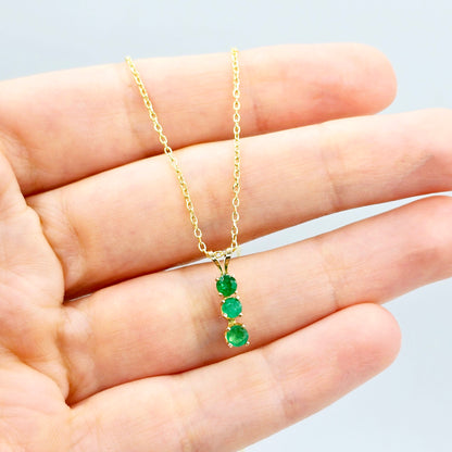14K Yellow Gold Genuine Emerald 4x4mm Pendant, Birthstone Necklace For Women, Gift For Her, May Birthstone Necklace