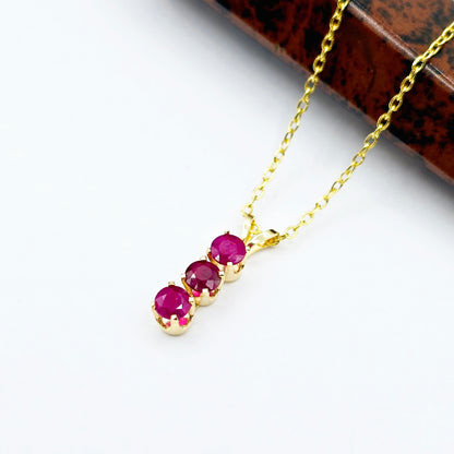 14K Yellow Gold Genuine Ruby 4x4mm Pendant, Birthstone Necklace For Women, Gift For Her, July Birthstone Pendant