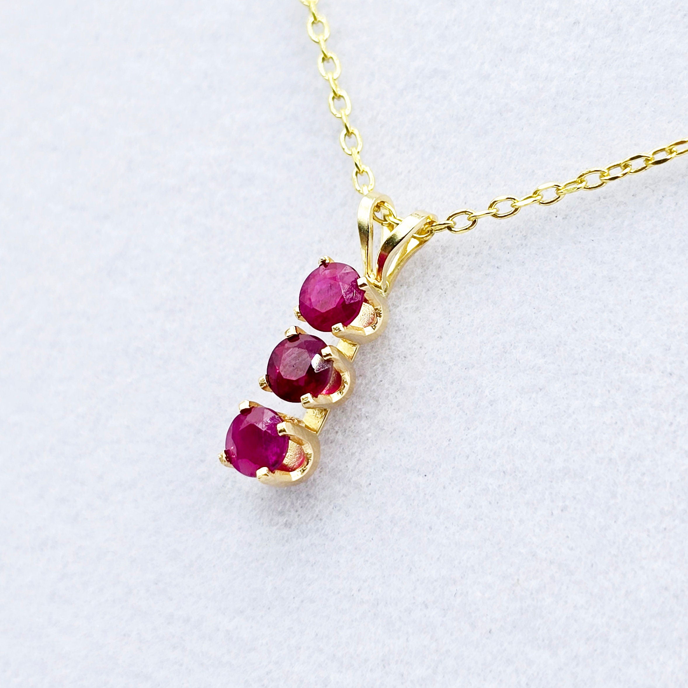 14K Yellow Gold Genuine Ruby 4x4mm Pendant, Birthstone Necklace For Women, Gift For Her, July Birthstone Pendant