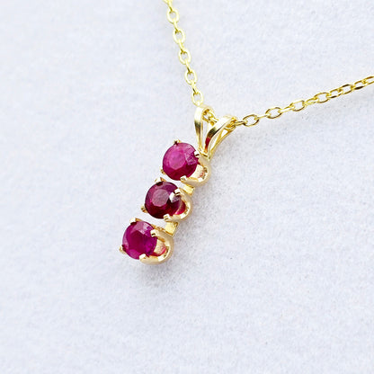 14K Yellow Gold Genuine Ruby 4x4mm Pendant, Birthstone Necklace For Women, Gift For Her, July Birthstone Pendant