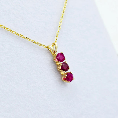 14K Yellow Gold Genuine Ruby 4x4mm Pendant, Birthstone Necklace For Women, Gift For Her, July Birthstone Pendant
