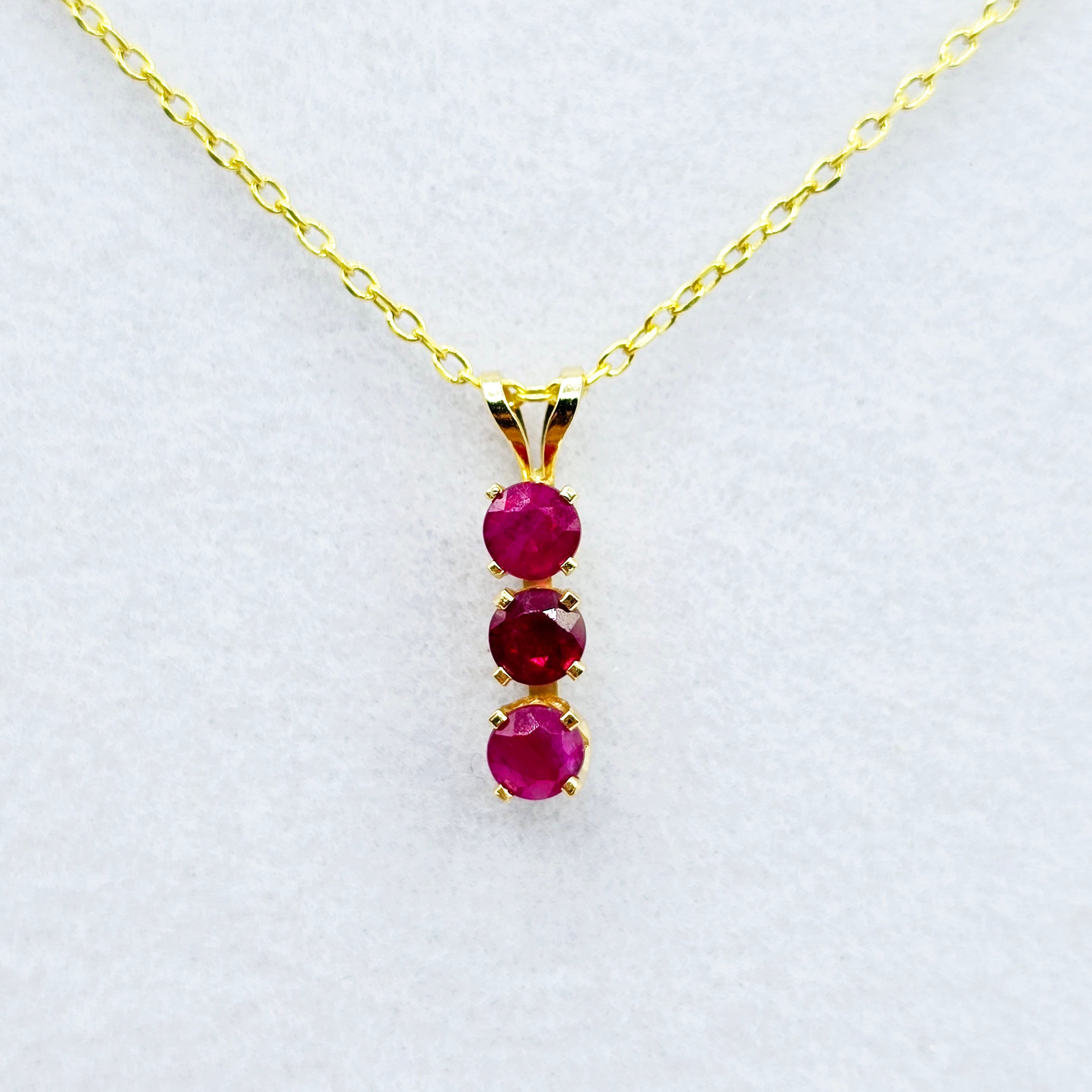 14K Yellow Gold Genuine Ruby 4x4mm Pendant, Birthstone Necklace For Women, Gift For Her, July Birthstone Pendant