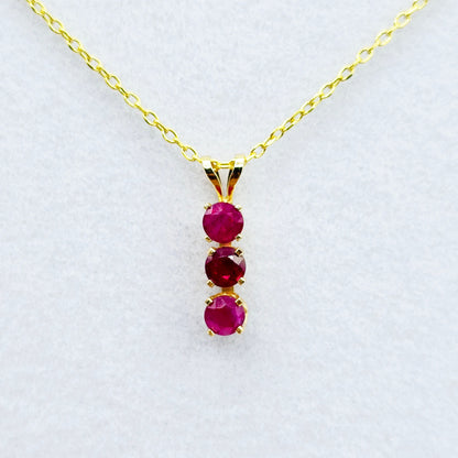 14K Yellow Gold Genuine Ruby 4x4mm Pendant, Birthstone Necklace For Women, Gift For Her, July Birthstone Pendant