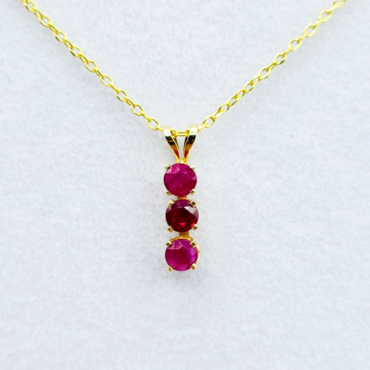 14K Yellow Gold Genuine Ruby 4x4mm Pendant, Birthstone Necklace For Women, Gift For Her, July Birthstone Pendant