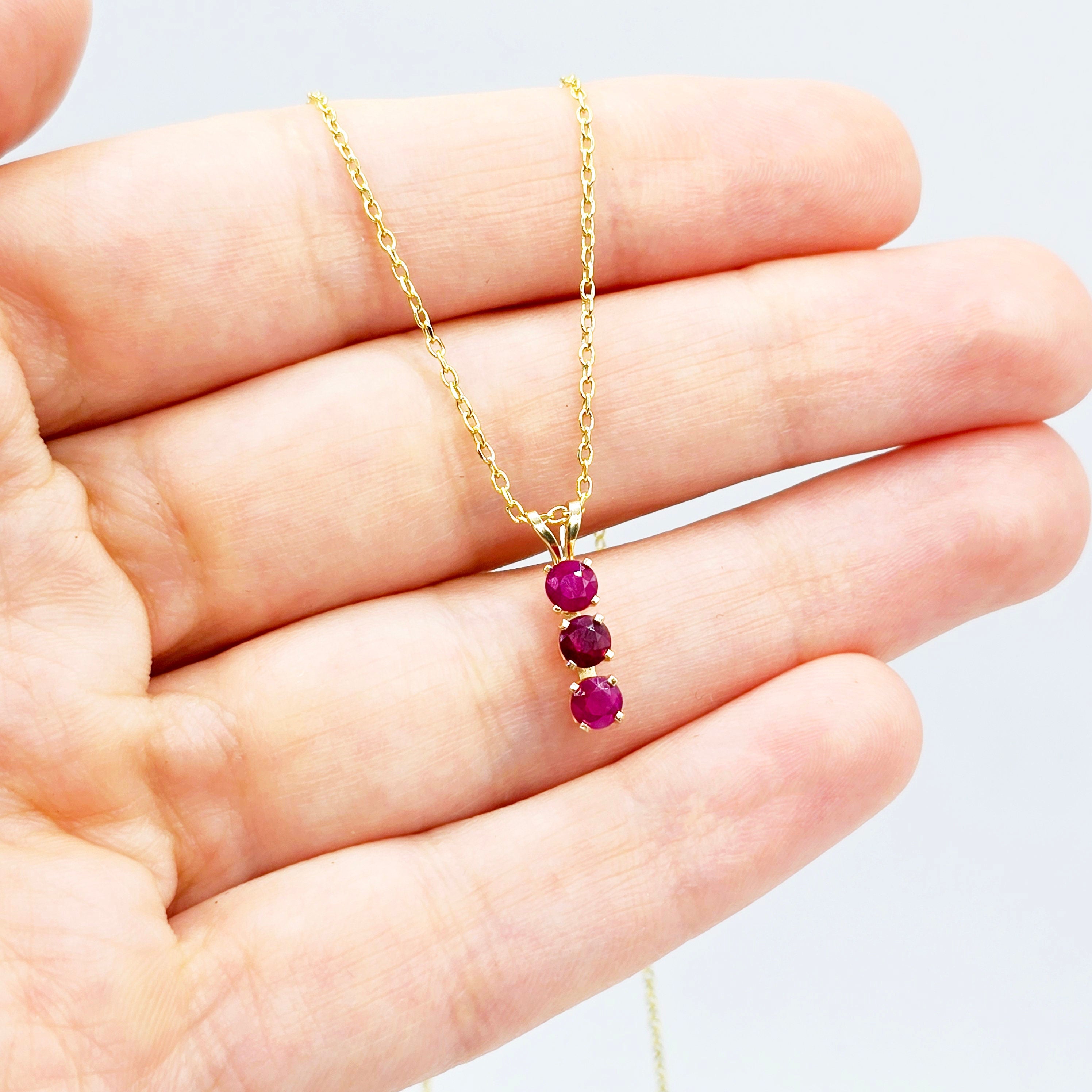 14K Yellow Gold Genuine Ruby 4x4mm Pendant, Birthstone Necklace For Women, Gift For Her, July Birthstone Pendant